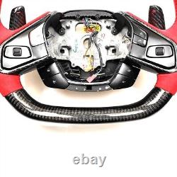 BLACK CARBON FIBER Steering Wheel FOR Chevrolet Corvette C8 RED accent/suede