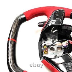 BLACK CARBON FIBER Steering Wheel FOR Chevrolet Corvette C8 RED accent/suede