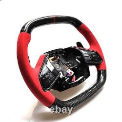 BLACK CARBON FIBER Steering Wheel FOR Chevrolet Corvette C8 RED accent/suede