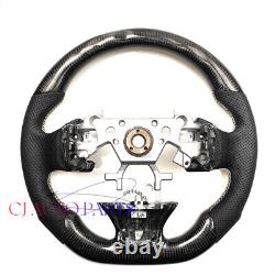 BLACK CARBON FIBER Steering Wheel FOR INFINITI q50 WHITE ACCENT LEATHER NOSTRIPE