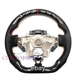 BLACK CARBON FIBER Steering Wheel FOR NISSAN 370Z NISMO BLACK LEATHER RED ACCENT