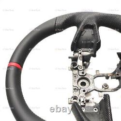 BLACK FULL LEATHER Steering Wheel FOR INFINITI q50 RED ACCENT 2014-2017
