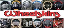 BLACK Genuine Leather Steering Wheel Cover for Ford Wheelskins Size AXX
