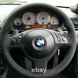 BMW E46 M3 E39 M5 Black Alcantara suede Steering Wheel Cover kit M stitching