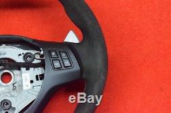 BMW E92 M3 M Sport Suede Alcantara Flat Bottom Steering Wheel Paddle Shiters OEM
