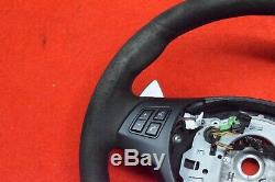 BMW E92 M3 M Sport Suede Alcantara Flat Bottom Steering Wheel Paddle Shiters OEM