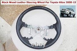Balck Wood With Leather Steering Wheel For Toyota Hilux Fortuner 2005-14