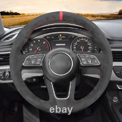 Black Alcantara Car Steering Wheel Cover for Audi A1 8X A3 8V 8Y Sportback A4 RS