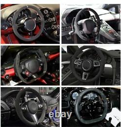 Black Alcantara Custom Steering Wheel Cover For Alfa Romeo Giulia Stelvio 2017 +