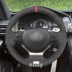 Black Alcantara Dark Gray Car Steering Wheel Cover for Lexus IS 200t 220d 300h