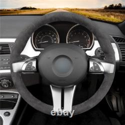 Black Alcantara Dark Gray Steering Wheel Cover Holster for BMW Z4 E85 Roadster