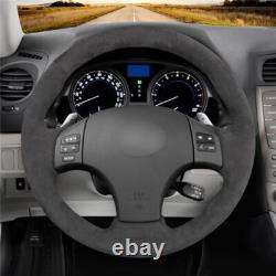 Black Alcantara Dark Gray Steering Wheel Cover Holster for Lexus IS 200 220d 250