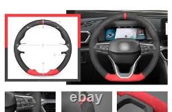 Black Alcantara Red Car Steering Wheel Cover for Seat Leon Ateca Tarraco 2020-21
