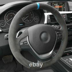 Black Alcantara Steering Wheel Cover for BMW F20 F21 F22 F23 F30 F31 F34 F32 F33