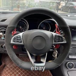 Black Alcantara Steering Wheel Covers Wrap for Mercedes Benz W176 W246 W205 C117