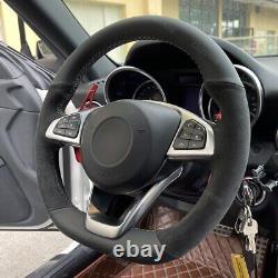 Black Alcantara Steering Wheel Covers Wrap for Mercedes Benz W176 W246 W205 C117