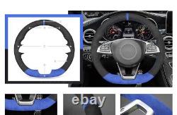 Black Alcantara Steering Wheel Covers Wrap for Mercedes Benz W176 W246 W205 C117