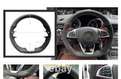 Black Alcantara Steering Wheel Covers Wrap for Mercedes Benz W176 W246 W205 C117