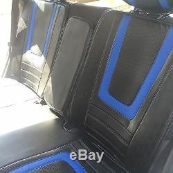 Black Blue Carbon Fiber Seat Cover Shift Knob Steering Wheel PVC Leather 34021b