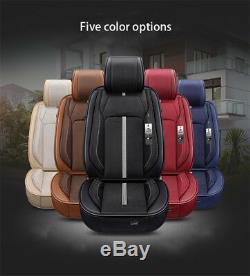 Black Breathable Fiber Car Seat Steering Wheel Cover Set Non-slip Four Seasons