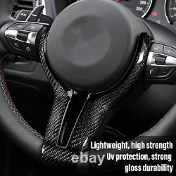 Black Car Steering Wheel Cover Trim Carbon Fiber Smooth Surface Replace For F20