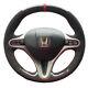 Black Carbon Suede Custom Steering Wheel Cover Red Stripe for Honda Civic Gen A8