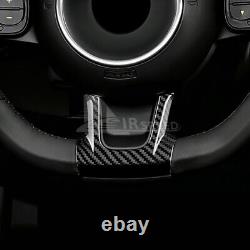Black Steering Wheel Cover Interior Trim Carbon Fiber For Fiat 500 2020-2023