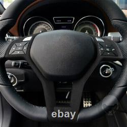 Black Suede Steering Wheel Cover Trim For Benz W176 W204 W117 W212 W207 W218 LHD
