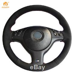 Black Suede Steering Wheel Cover for BMW E46 E39 330i 540i 525i 530i 330Ci M3