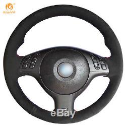 Black Suede Steering Wheel Cover for BMW E46 E39 330i 540i 525i 530i 330Ci M3
