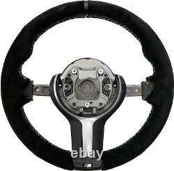 Black and White Alcantara Steering Wheel for BMW M Performance F87 M2 F80 M3 M4
