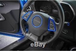 Blue ABS Chrome Inner Steering Wheel Cover Trim for Chevrolet Camaro 2016 2017