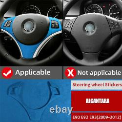Blue Alcantara Car Steering Wheel Cover Sticker For BMW E90 E92 E93 M3 3 Series