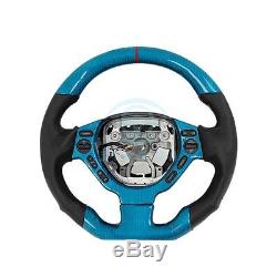 Blue Carbon Fiber Interior Steering Wheel Cover Trim Fit For Nissan GTR GT-R R35