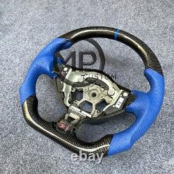 Blue Leather Carbon Fiber Steering Wheel Fit For Nissan 370Z Z34 QX70 FX50 2009+