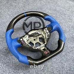 Blue Leather Carbon Fiber Steering Wheel Fit For Nissan 370Z Z34 QX70 FX50 2009+