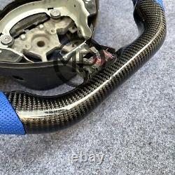 Blue Leather Carbon Fiber Steering Wheel Fit For Nissan 370Z Z34 QX70 FX50 2009+