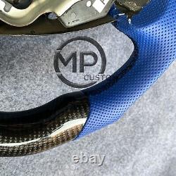 Blue Leather Carbon Fiber Steering Wheel Fit For Nissan 370Z Z34 QX70 FX50 2009+