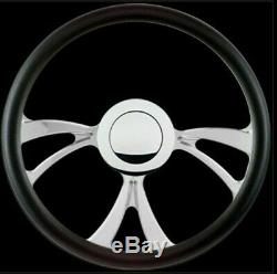 Blvd 04 15.5'' Polished Billet Specialties Steering Wheel Kit Black Wrap