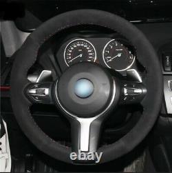 Bmw Black Alcantara Suede /m Steering Wheel Cover Diy Wrap Kit M Stitching