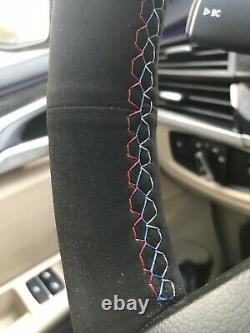 Bmw Black Alcantara Suede /m Steering Wheel Cover Diy Wrap Kit M Stitching