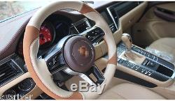 Brand New DIY Car Nubuck First Leather Steering Wheel Cover For Porsche Macan