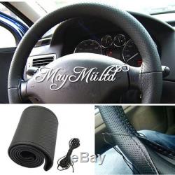 Brand New DIY Leather Car Auto Steering Wheel Cover With Needles And Thread J