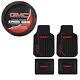 Brand New GMC Elite Red Logo Universal Rubber Floormats and Steering Wheel Cover