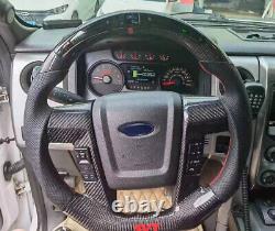 Button Cover+ Led Carbon Fiber Sport Steering Wheel For Ford F-150 V8 2010-2014