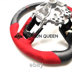 CARBON FIBER Steering Wheel FOR FORD MUSTANG GT RED SUEDE WithLINE 2018-20 years
