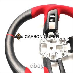 CARBON FIBER Steering Wheel FOR FORD MUSTANG GT RED SUEDE WithLINE 2018-20 years