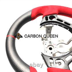 CARBON FIBER Steering Wheel FOR NISSAN GTR R35 RED ALCANTARA M 09-16YEAR