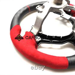 CARBON FIBER Steering Wheel FOR NISSAN GTR R35 RED ALCANTARA M 09-16YEAR