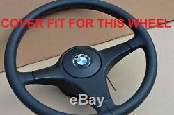 COVER steering wheel for BMW E30 E24 E34 E28 E32 Automotive leather + RED thread